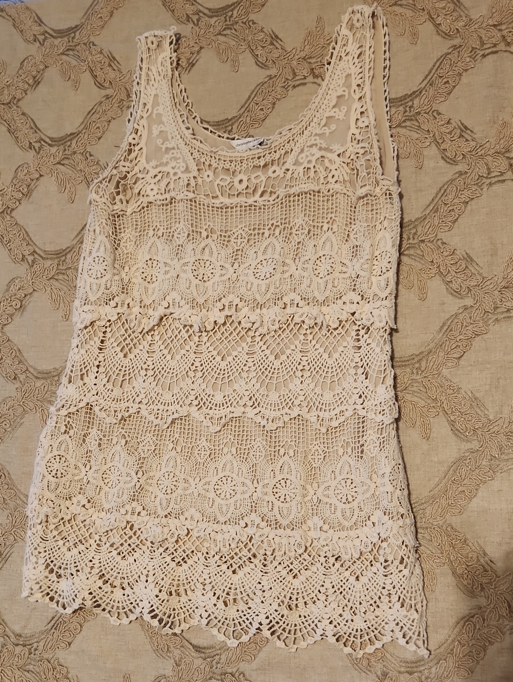 Christopher & Banks Cream Crochet Lace Mini Dress / Shirt Sz Med.